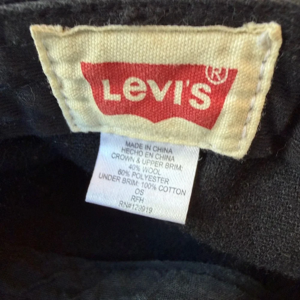 Levi's Pennant Logo Baseball Cap Mens OS Black Wool Blend Strapback Hat